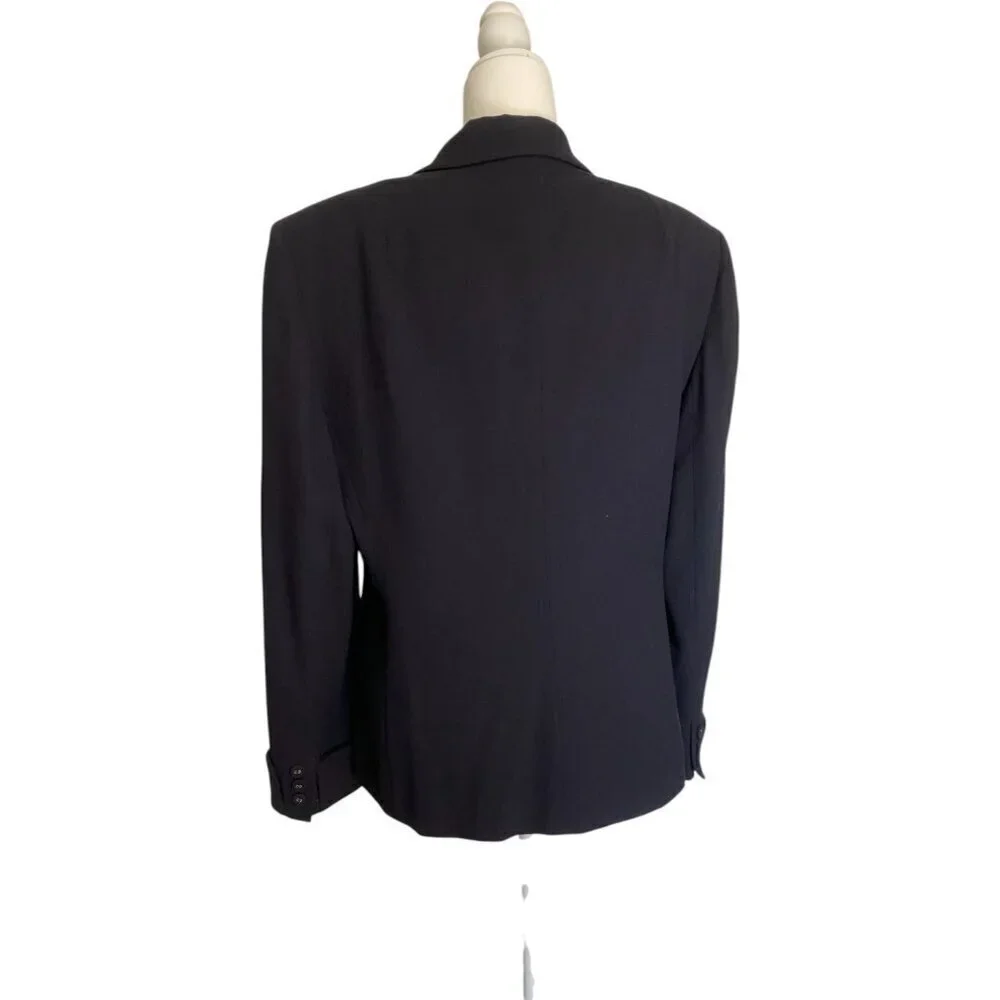 Vintage Anne Klein 100% Wool Double Breasted Blazer Size 14